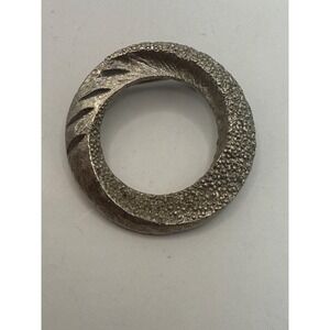 Mamselle Silver Tone Circle Brooch Textured Modernist Wreath Pin Vintage